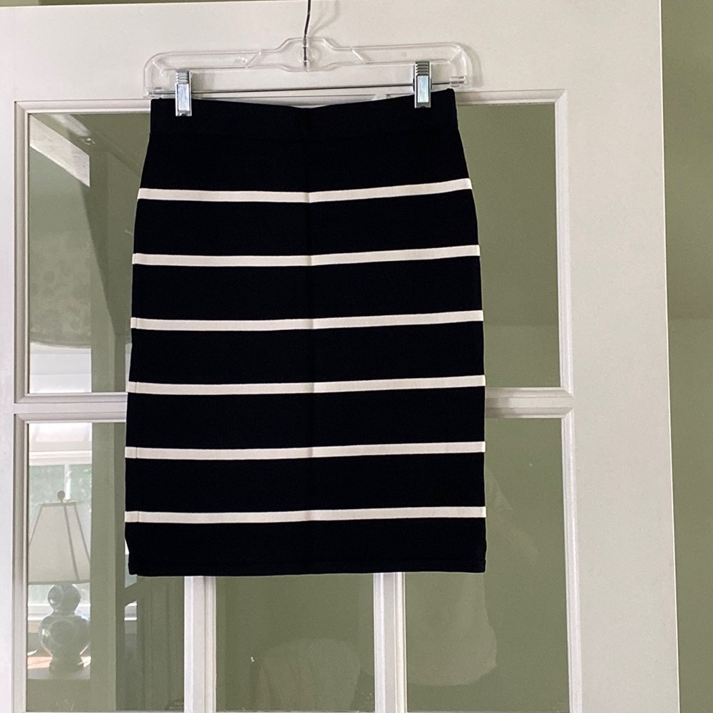 Ivanka Trump Navy White Striped Knit Pencil Skirt Size X-Small